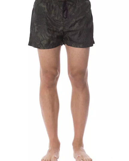 Roberto Cavalli Sport Army Polyester Men Swim Trunk