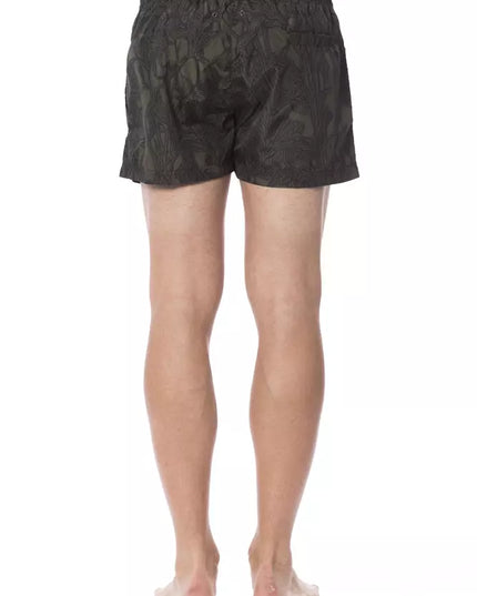Roberto Cavalli Sport Army Polyester Men Swim Trunk