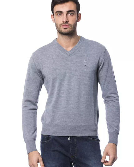 Billionaire Italian Couture Gray Merino Wool Men Sweater