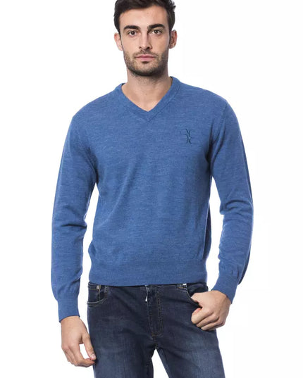 Billionaire Italian Couture Blue Merino Wool Sweater