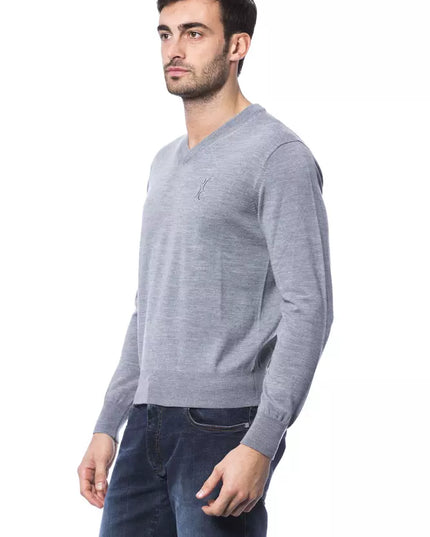 Billionaire Italian Couture Gray Merino Wool Men Sweater