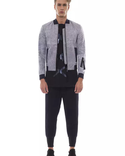 Nicolo Tonetto Gray Polyester Men Bomber Jacket