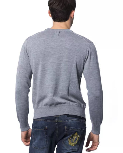 Billionaire Italian Couture Gray Merino Wool Men Sweater