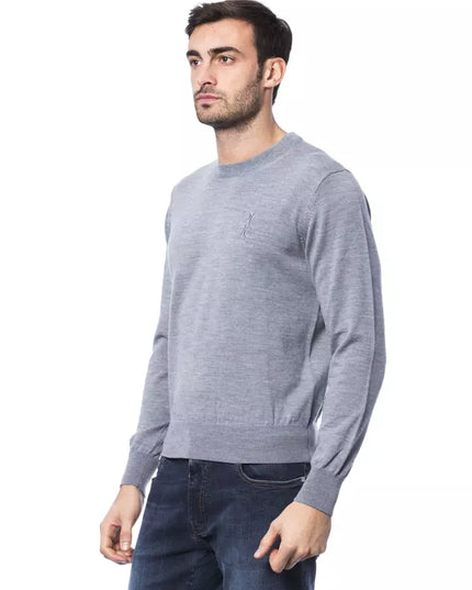 Billionaire Italian Couture Gray Merino Wool Men Sweater