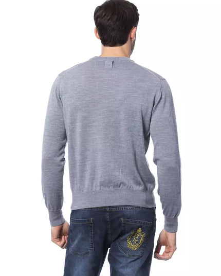 Billionaire Italian Couture Gray Merino Wool Men Sweater