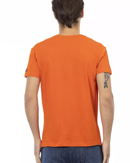 Trussardi Action Orange Cotton Men V-Neck T-Shirt