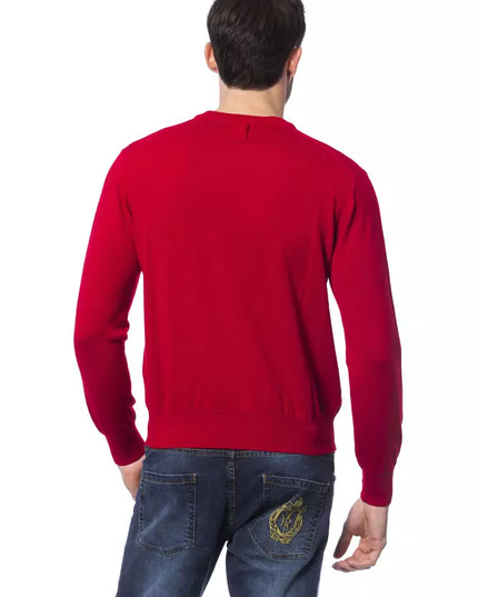 Billionaire Italian Couture Red Merino Wool Men Sweater