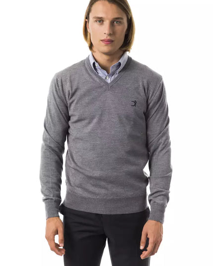 Uominitaliani Gray Merino Wool Men Sweater