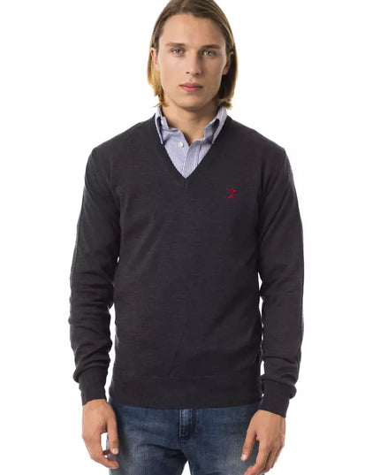 Uominitaliani Gray Merino Wool Men Sweater
