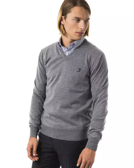 Uominitaliani Gray Merino Wool Men Sweater