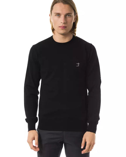 Uominitaliani Black Merino Wool Men Sweater