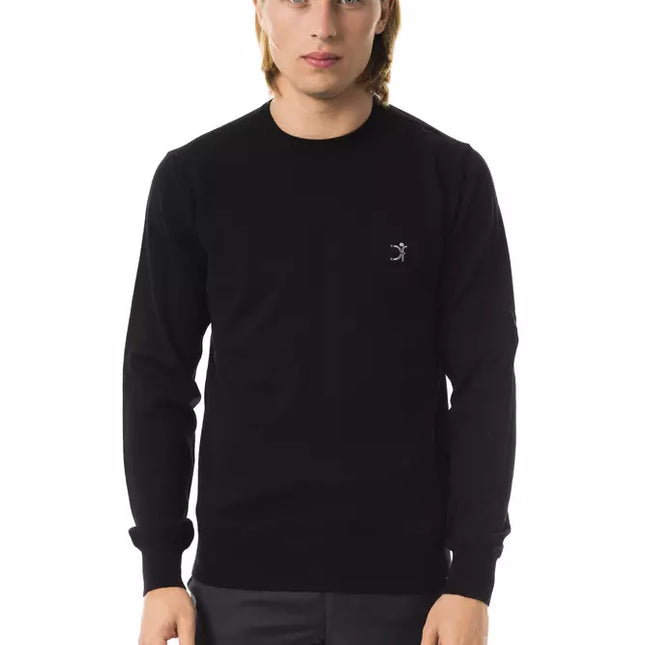Uominitaliani Black Merino Wool Men Sweater