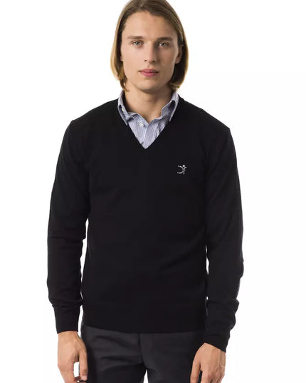 Uominitaliani Black Merino Men Sweater