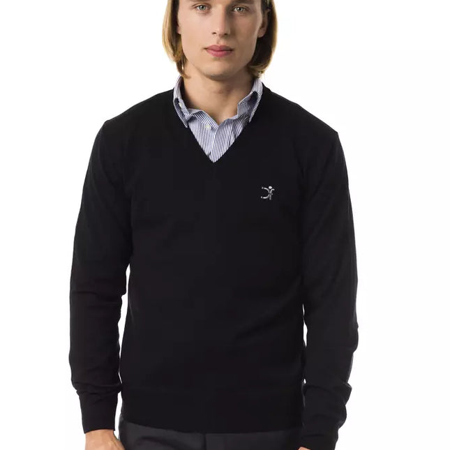 Uominitaliani Black Merino Men Sweater