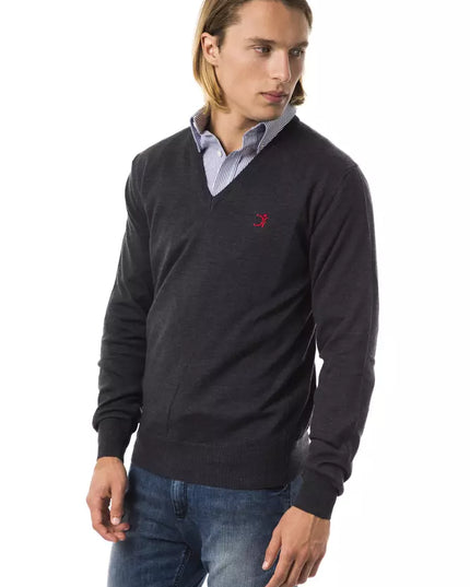 Uominitaliani Gray Merino Wool Men Sweater