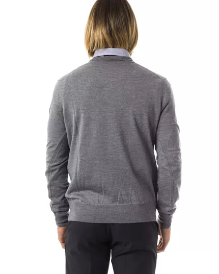 Uominitaliani Gray Merino Wool Men Sweater