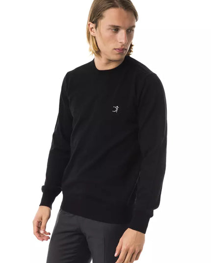 Uominitaliani Black Merino Wool Men Sweater