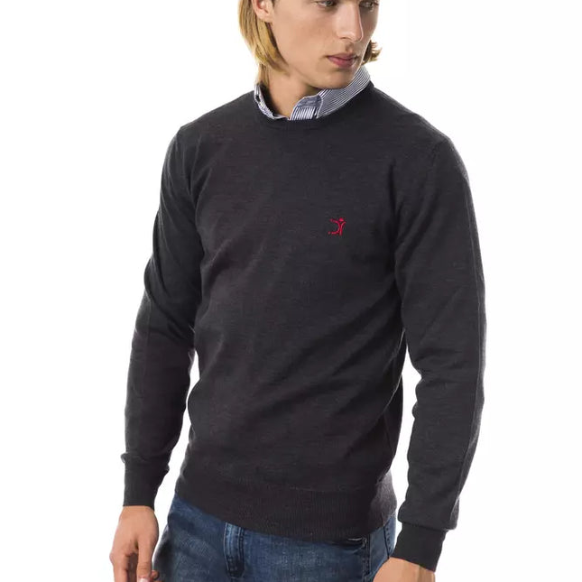 Uominitaliani Gray Merino Wool Men Sweater