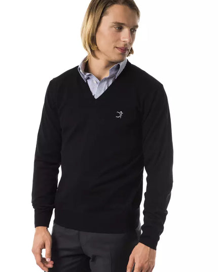 Uominitaliani Black Merino Men Sweater