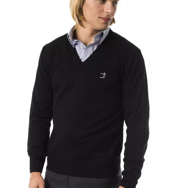 Uominitaliani Black Merino Men Sweater