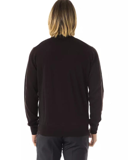 Uominitaliani Brown Merino Wool Men Sweater