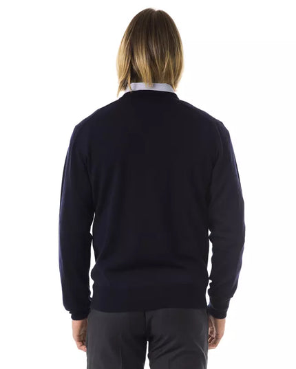 Uominitaliani Blue Merino Wool Men Sweater