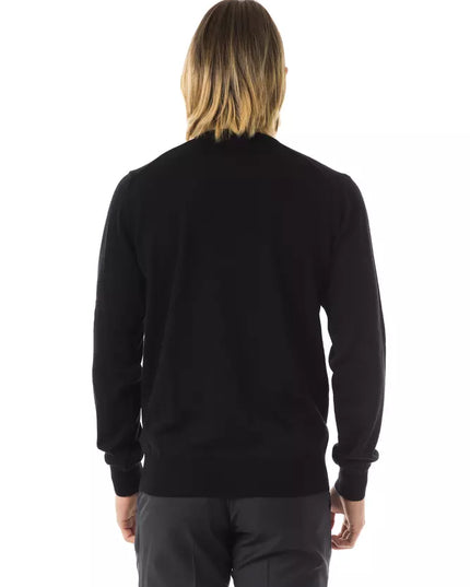Uominitaliani Black Merino Wool Men Sweater