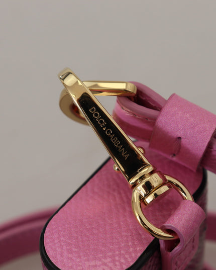 Dolce & Gabbana Pink Black Leather Strap Gold Metal Logo Airpods Case