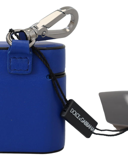 Dolce & Gabbana Blue Leather Silver Metal Logo Airpods Case