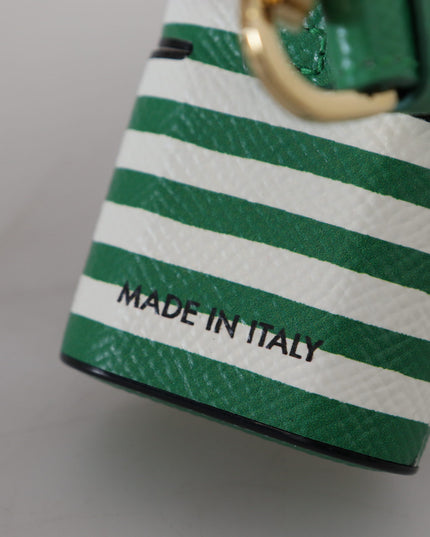 Dolce & Gabbana Green Leather Strap Gold Metal Logo Airpods Case