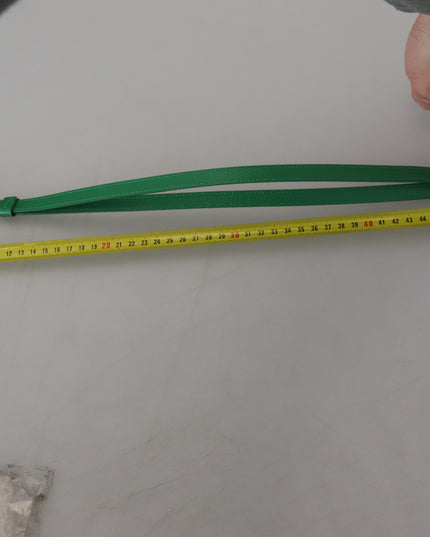 Dolce & Gabbana Green Leather Strap Gold Metal Logo Airpods Case