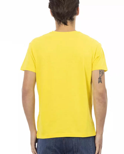 Trussardi Action Yellow Cotton Men V-Neck T-Shirt