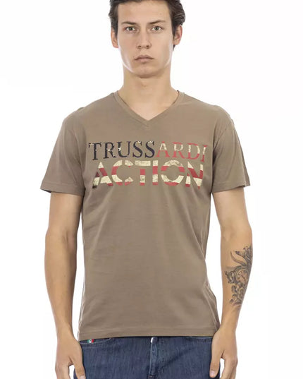 Trussardi Action Brown Cotton Men T-Shirt