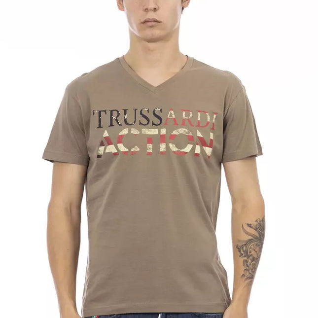 Trussardi Action Brown Cotton Men T-Shirt