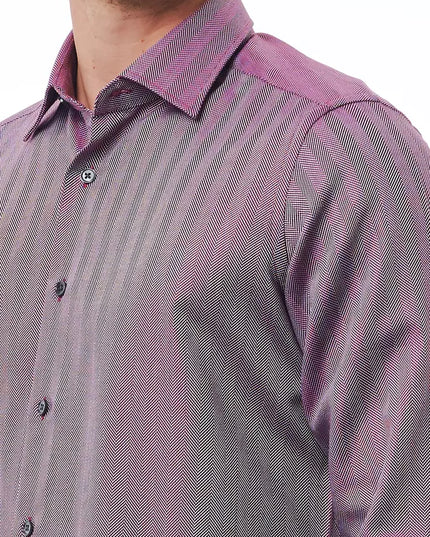 Bagutta Burgundy Cotton Men Shirt