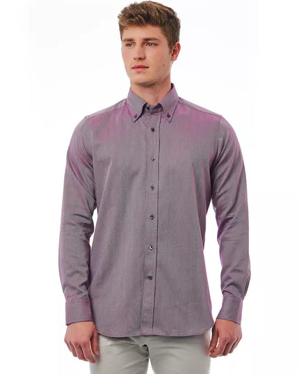 Bagutta Burgundy Cotton Men Shirt