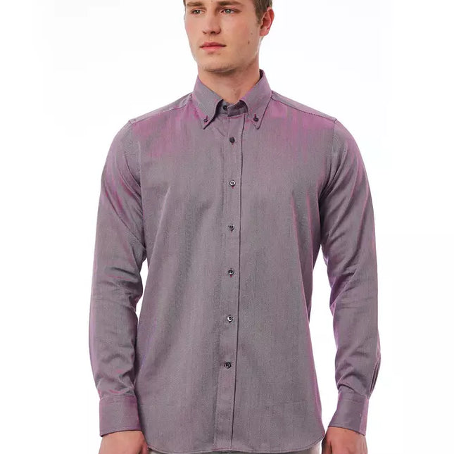 Bagutta Burgundy Cotton Men Shirt