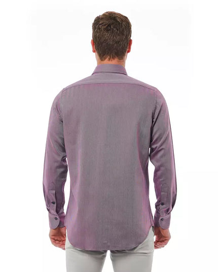 Bagutta Burgundy Cotton Men Shirt
