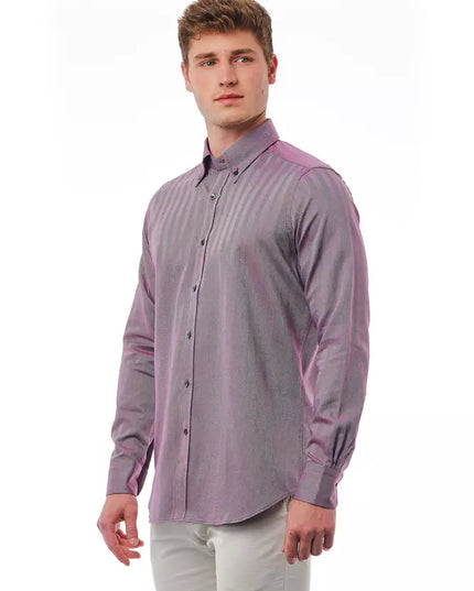 Bagutta Burgundy Cotton Men Shirt