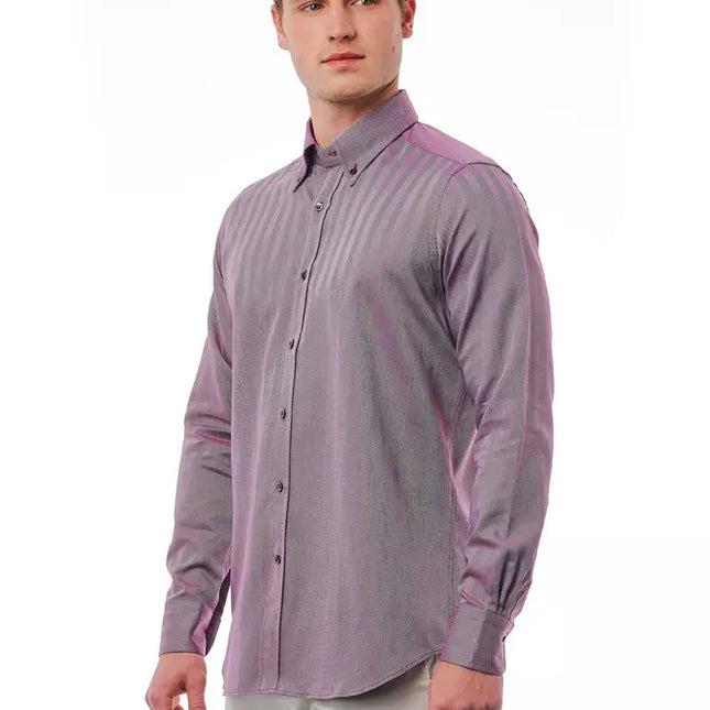 Bagutta Burgundy Cotton Men Shirt