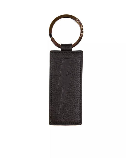 Neil Barrett Black Leather Men Keychain