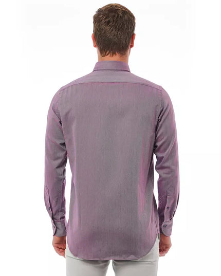 Bagutta Burgundy Cotton Men Shirt