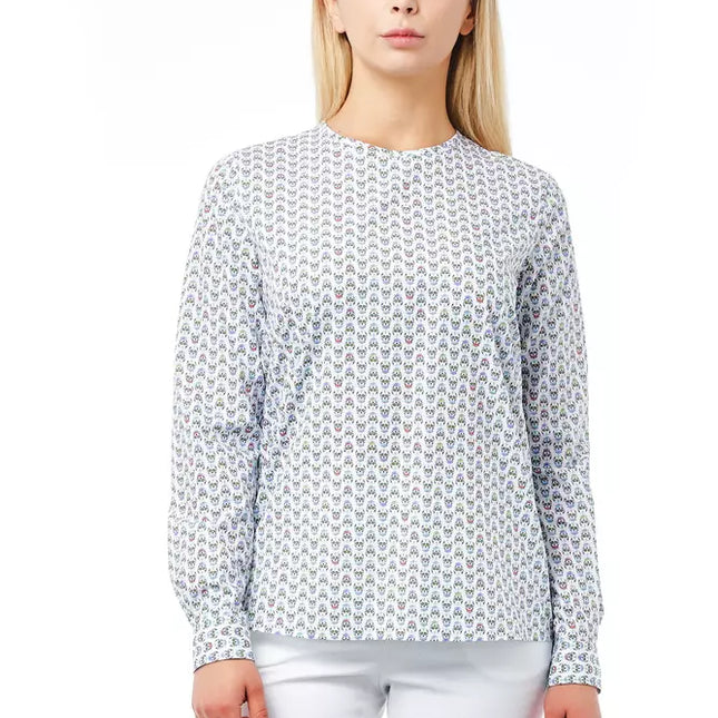 Bagutta White Cotton Women Shirt with Skull Print Closure Detail