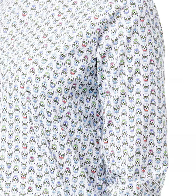 Bagutta White Cotton Women Shirt with Skull Print Closure Detail