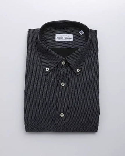Robert Friedman Black Cotton Men Shirt