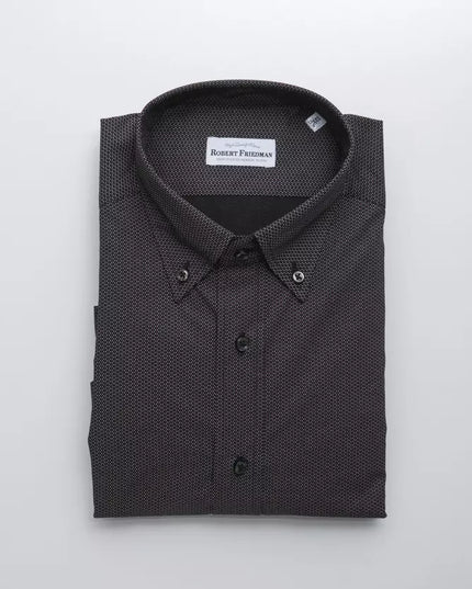 Robert Friedman Black Cotton Men Shirt