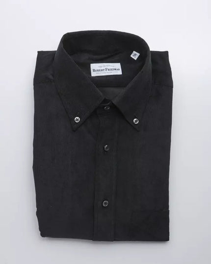 Robert Friedman Black Cotton Men Shirt