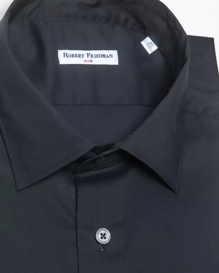 Robert Friedman Black Cotton Men Shirt
