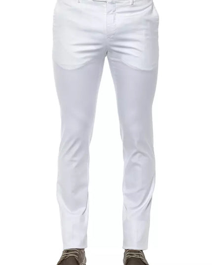 PT Torino White Cotton Men Slim Trouser