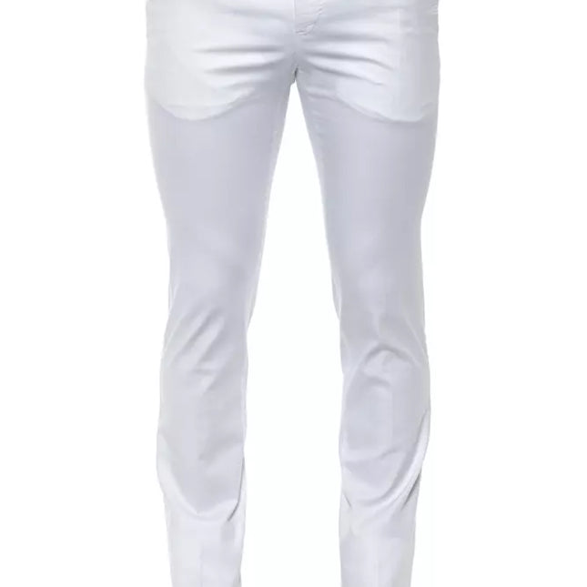 PT Torino White Cotton Men Slim Trouser